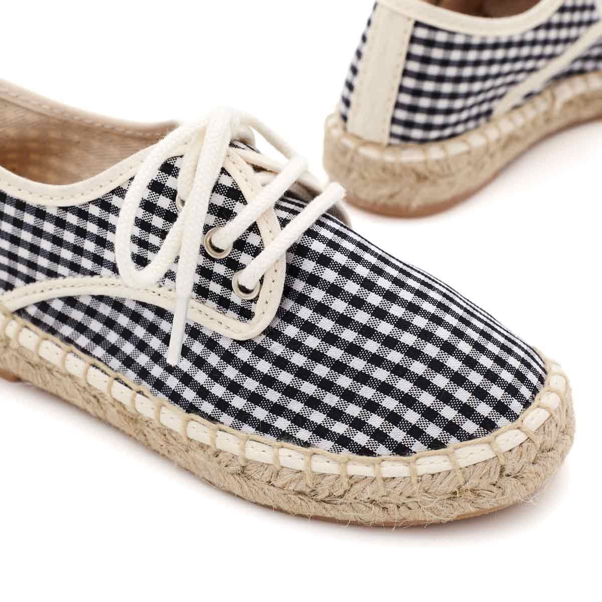 Alpargata Blucher Lona Vichy Negro