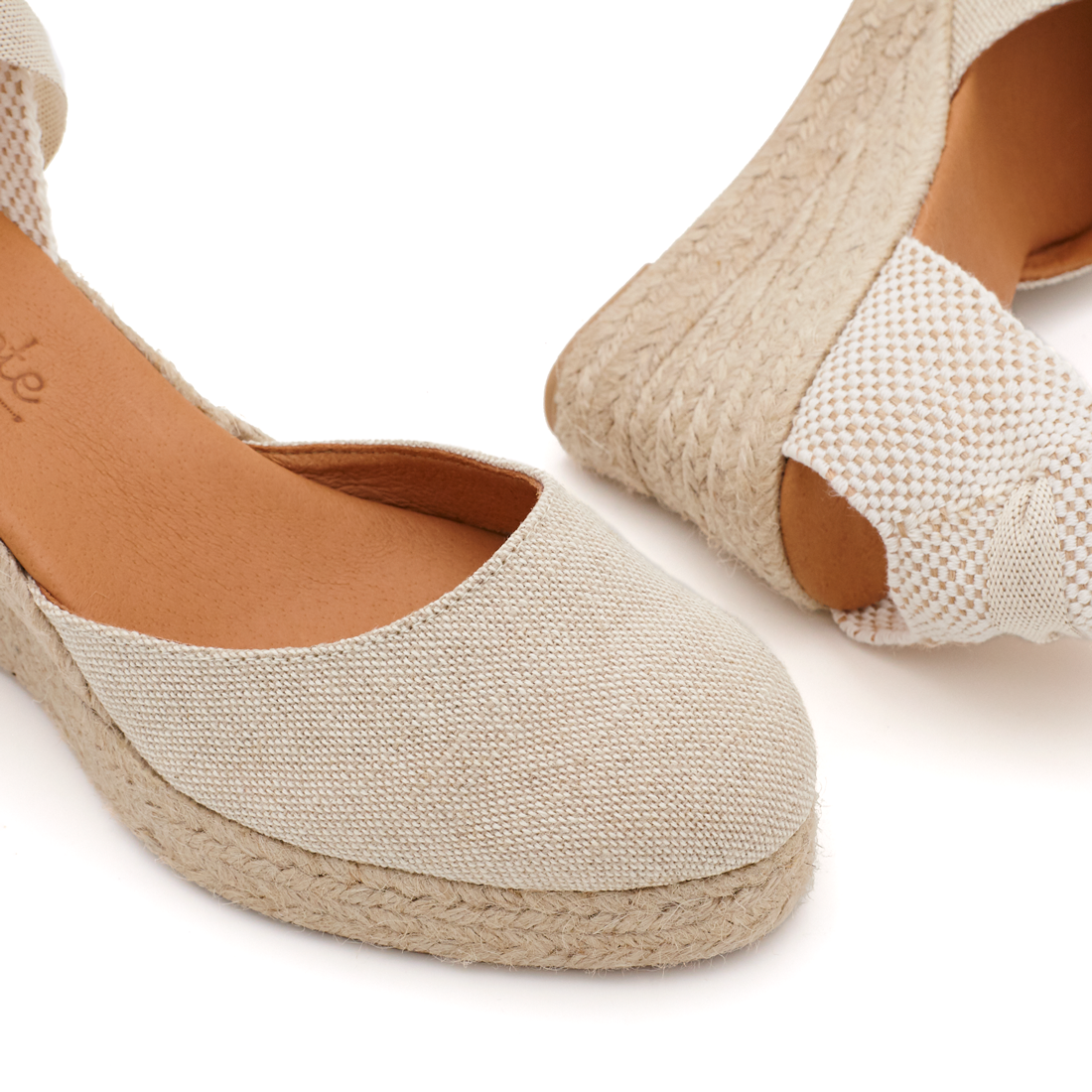 Alpargatas Cuña Mujer Cintas Lino Natural