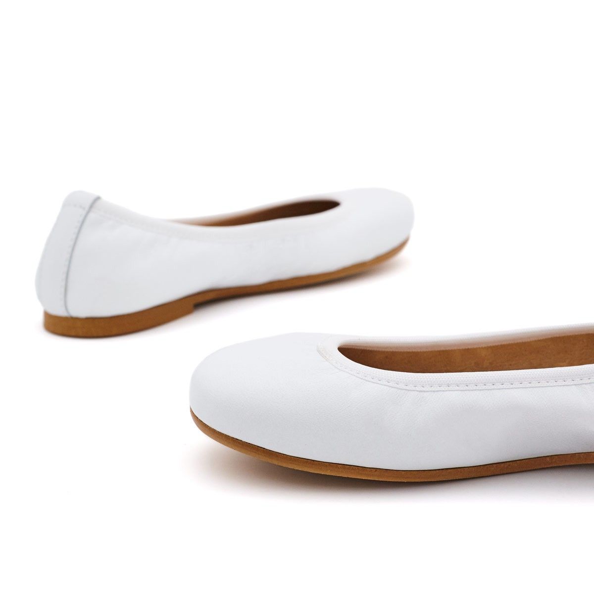 Bailarinas Niña Cintas Piel Blanco