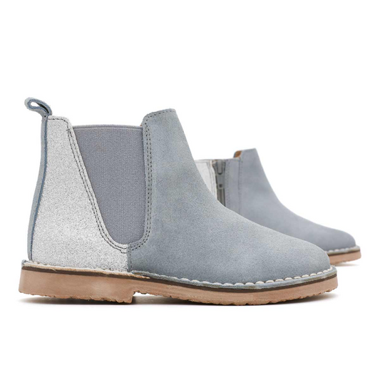 Botas Niña Serraje y Glitter Gris
