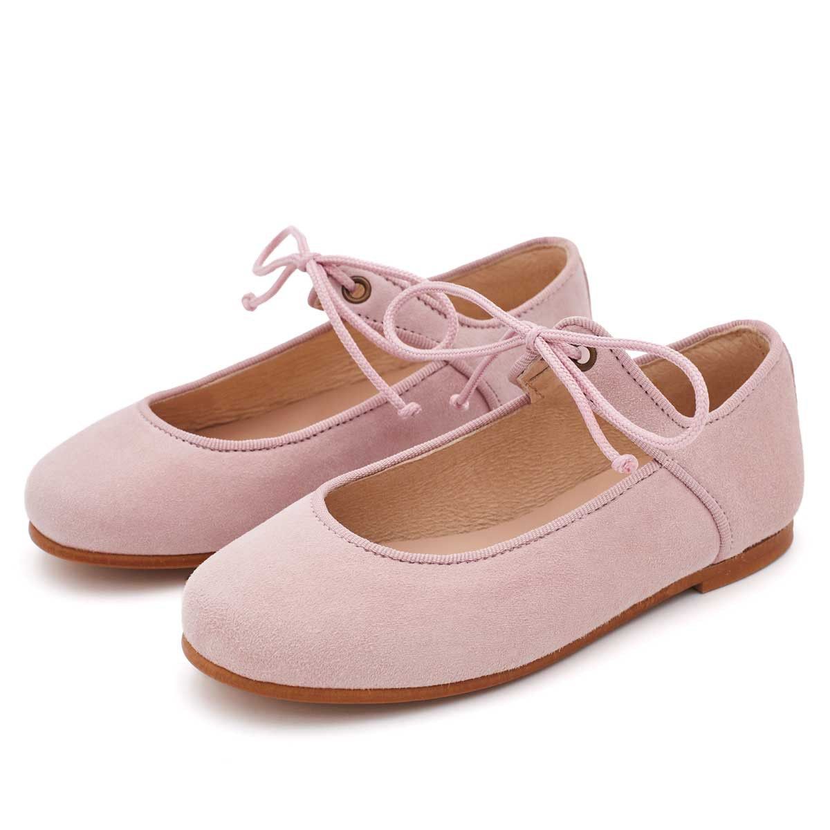 Merceditas Niña Ante Cordón Rosa Empolvado