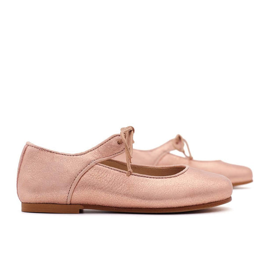 Merceditas Niña Piel Cordón Oro Rosa