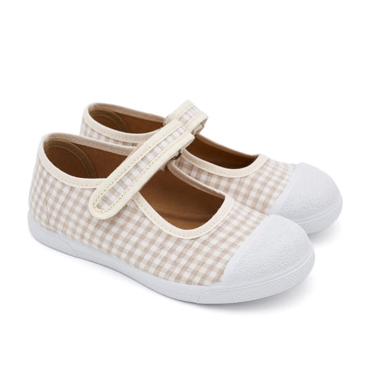 Merceditas Niña Puntera Vichy Beige