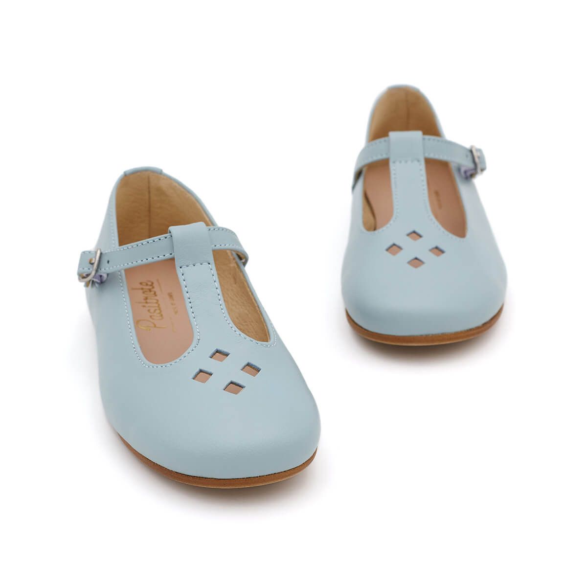 Merceditas Piel Rombos Azul Celeste