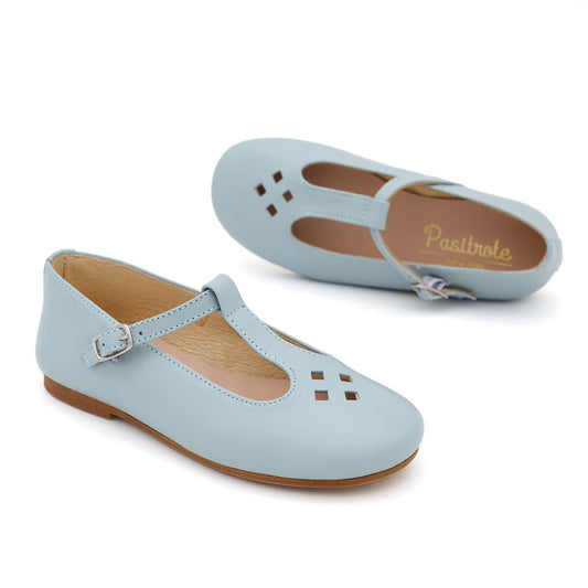 Merceditas Piel Rombos Azul Celeste