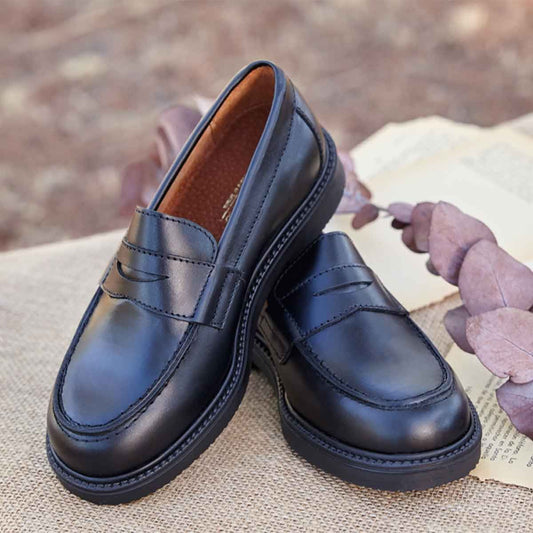 Mocasines Colegiales Piel Negro
