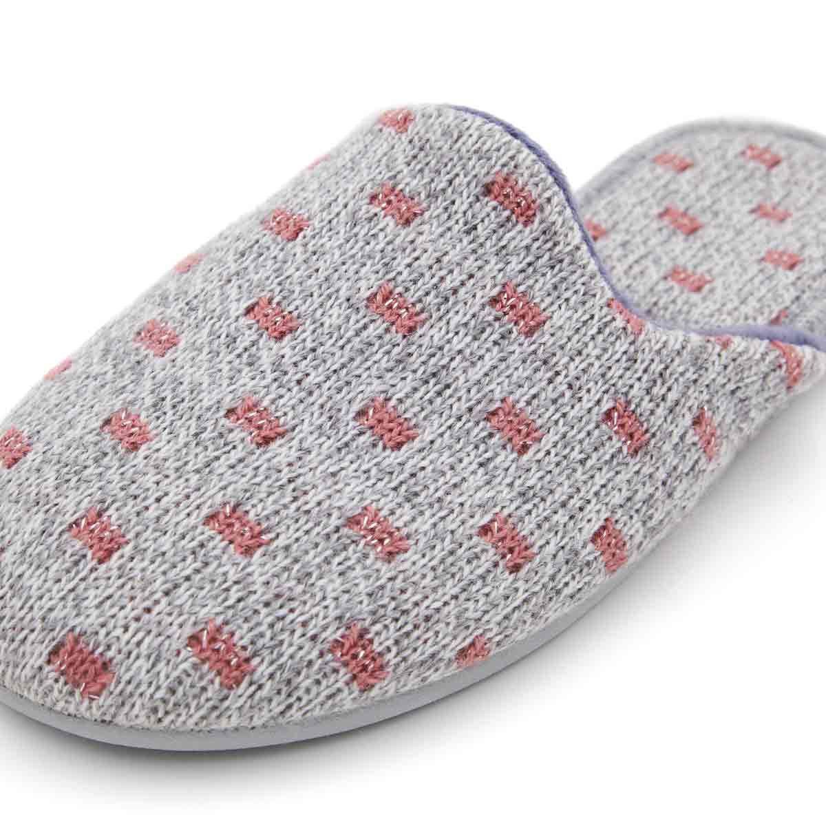 Zapatilla Casa Básica Lana Gris-rosa