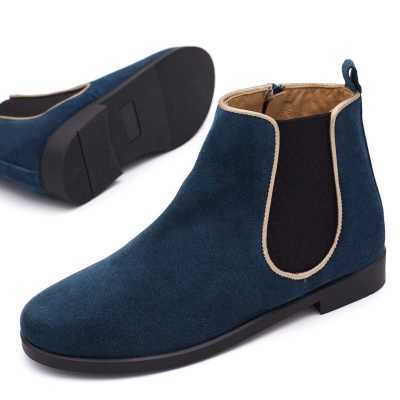 Botín Chelsea para Niña de piel Azul hecho en España - Pasitrote 2