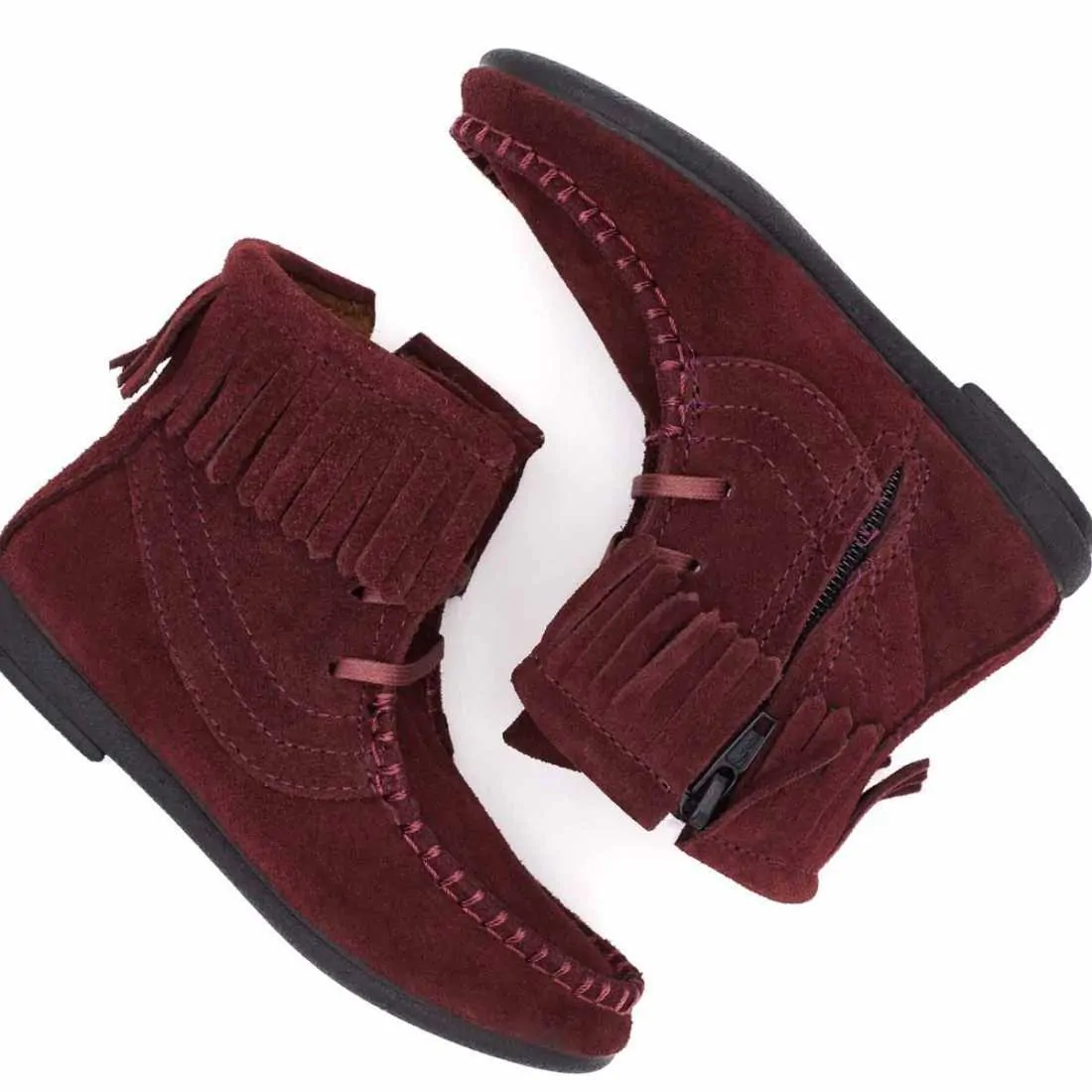 BOTAS NIÑA FLECOS SERRAJE BURDEOS | Pasitrote