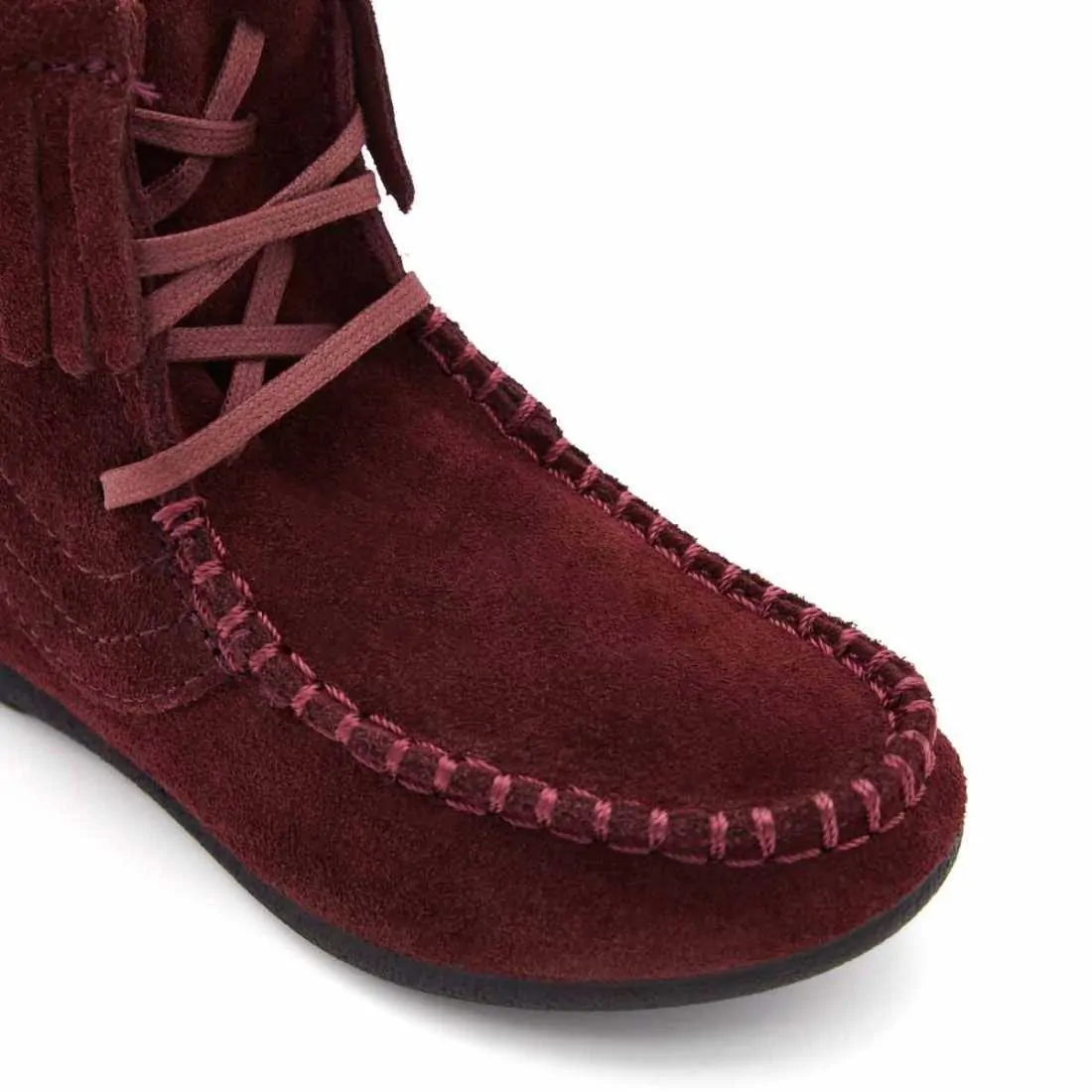 BOTAS NIÑA FLECOS SERRAJE BURDEOS | Pasitrote