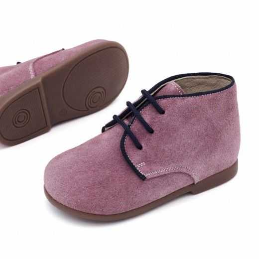 BOTA NIÑA SERRAJE CONTRASTE MALVA 2