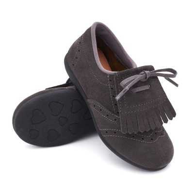 Blucher de Piel Gris para Niña con flecos - Pasitrote 2
