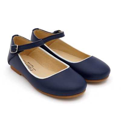 Mercedita Azul Marino de Piel para Niña - Pasitrote 2
