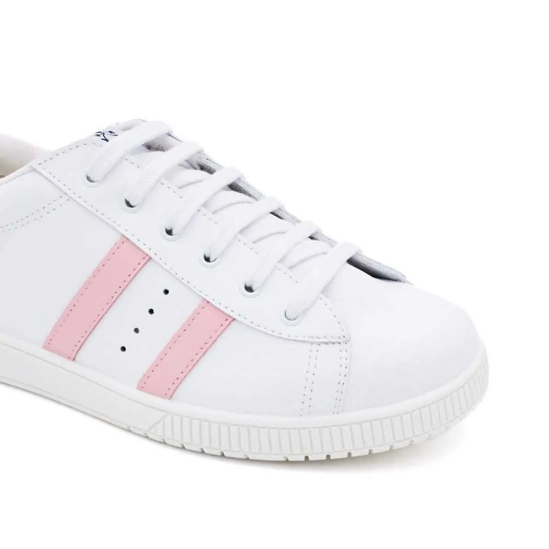 DEPORTIVA PIEL DOBLE RAYA BLANCO-ROSA