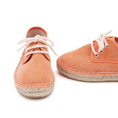 Alpargata para Niños tipo Blucher Naranja. Hecha artesanalmente en España 2