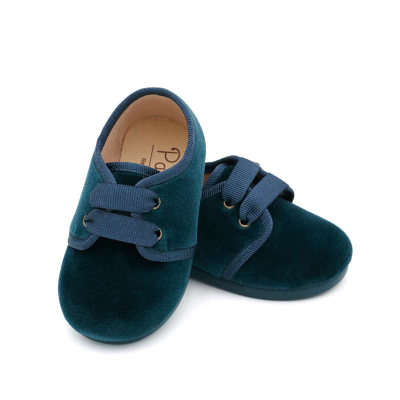 Blucher para niños de terciopelo Petróleo marca Pasitrote 2