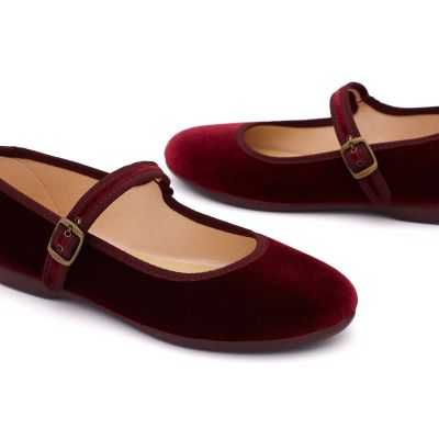 Merceditas Terciopelo Burdeos para Mujer | Pasitrote 2