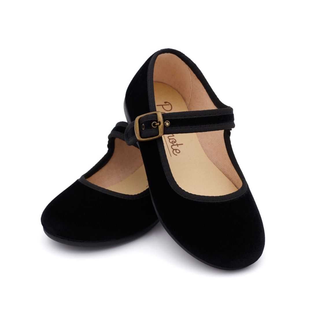 Merceditas para Niña de Terciopelo Negro | Pasitrote