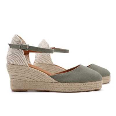 Alpargata Cuña Esparto con Hebilla Verde 2