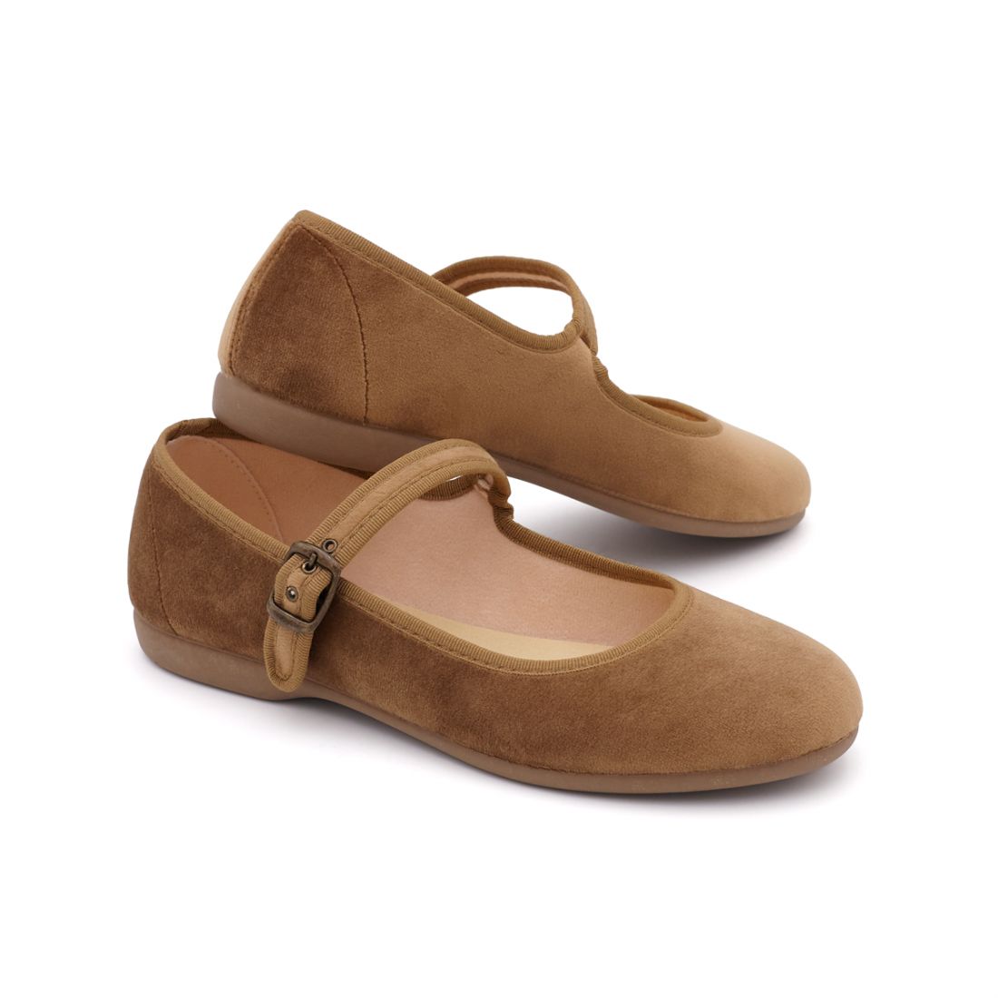 Merceditas para mujer terciopelo marrón