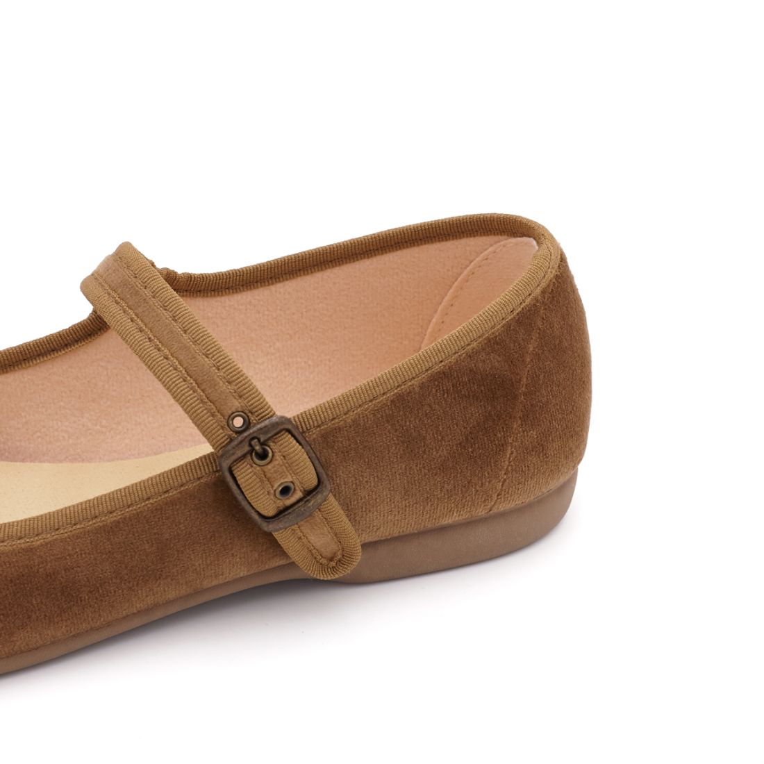 Merceditas para mujer de terciopelo marrón