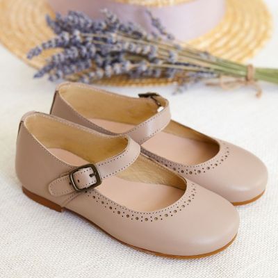 Merceditas Piel Taupe para niñas