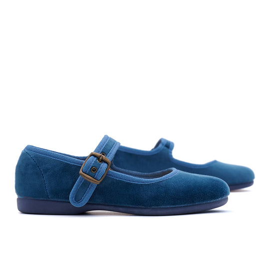 Merceditas terciopelo azul para niñas