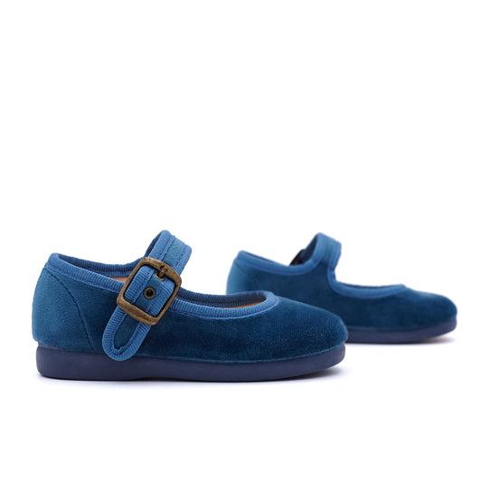 Merceditas de terciopelo azul para bebé