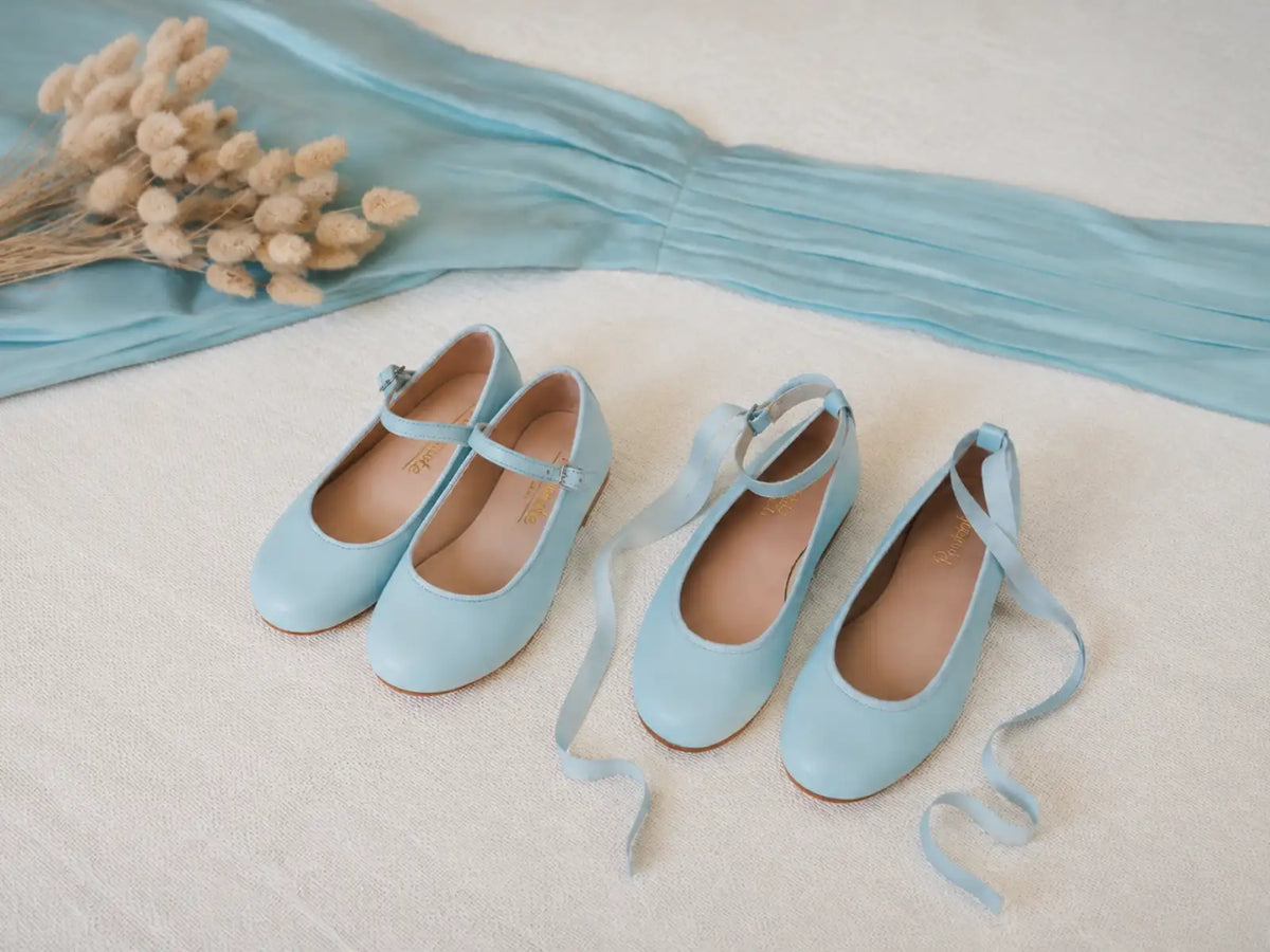 Zapatos de piel azul verdoso para niñas
