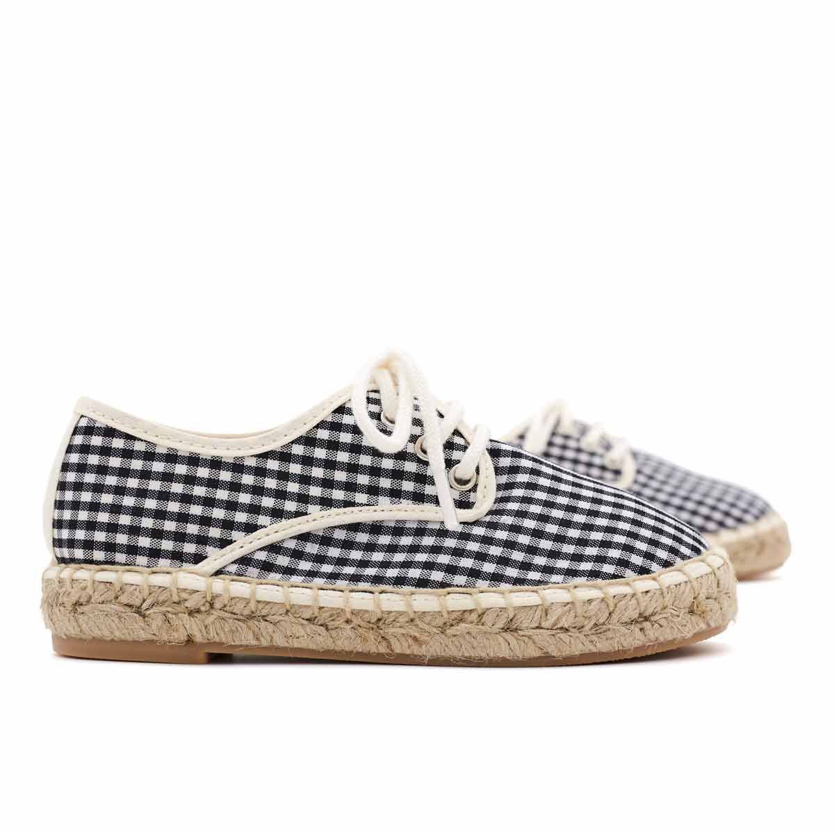 Alpargata Blucher Lona Vichy Negro
