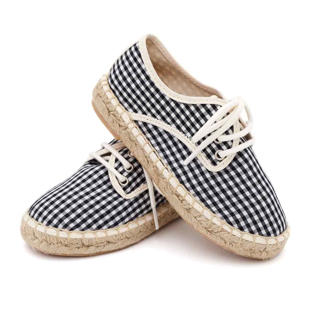 Alpargata Blucher Lona Vichy Negro