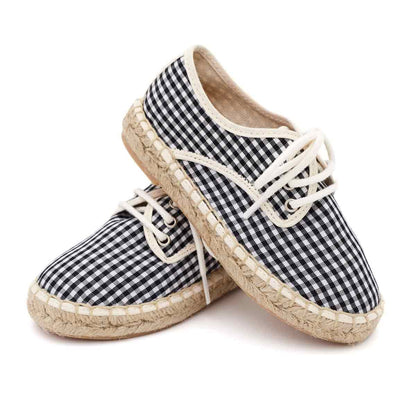 Alpargata Blucher Lona Vichy Negro