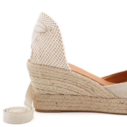 Alpargatas Cuña Mujer Cintas Lino Natural
