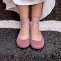 Girls' Suede Ribbon Ballet Flats Dusty Pink