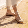 Girl's Suede Ballet Flats with Ribbons Polka Dot