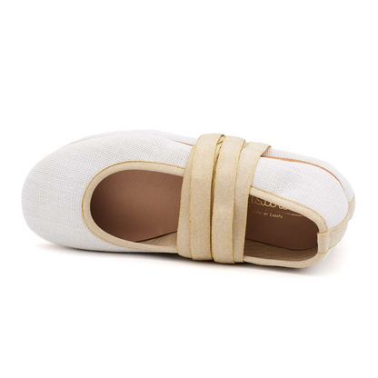 Bailarinas Niña Cintas Lino Blanco