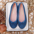 Blue Suede Ballet Flats