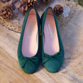 Green Suede Ballet Flats