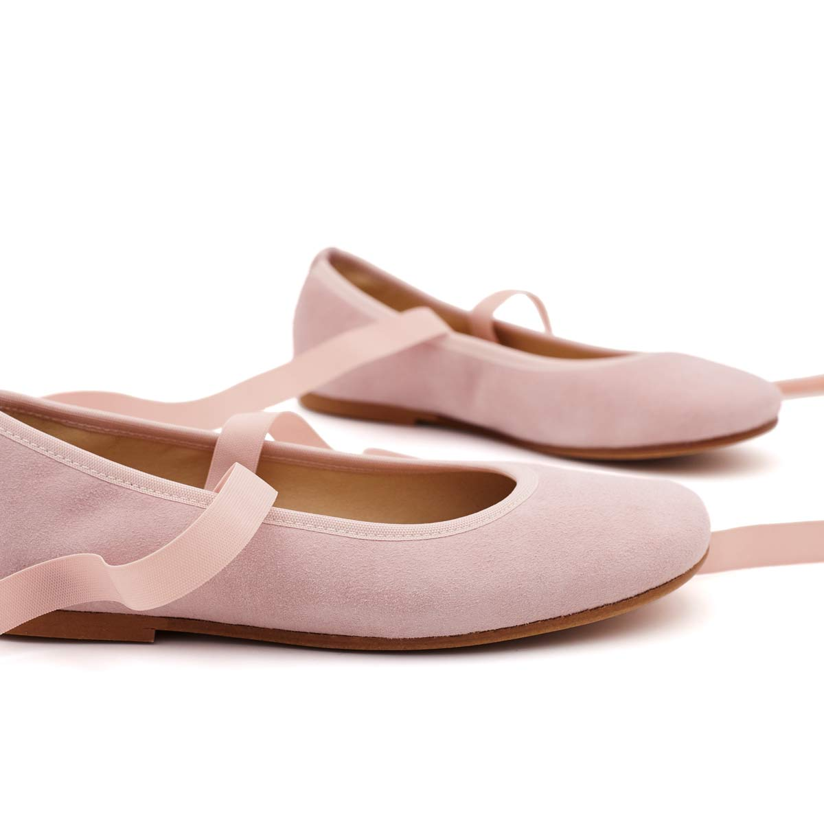 Bailarinas Niña Cintas Ante Rosa Empolvado