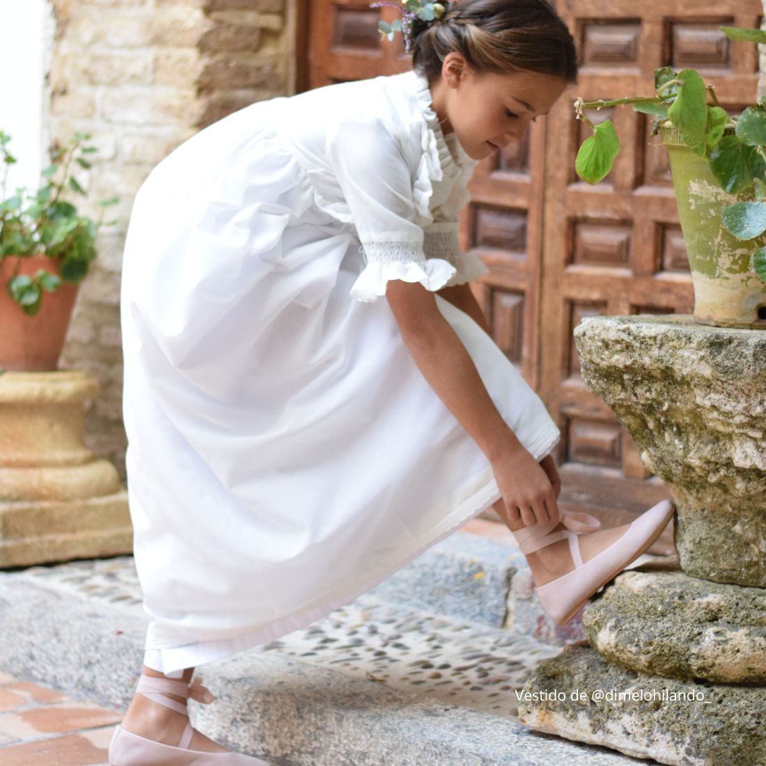 Bailarinas Niña Cintas Ante Rosa Empolvado
