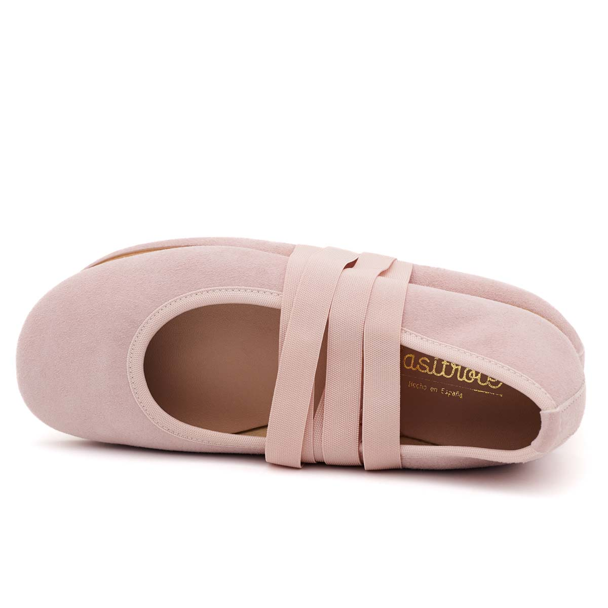 Bailarinas Niña Cintas Ante Rosa Empolvado
