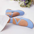 Girls' Leather Ballet Flats with Ribbons Lavender Blue