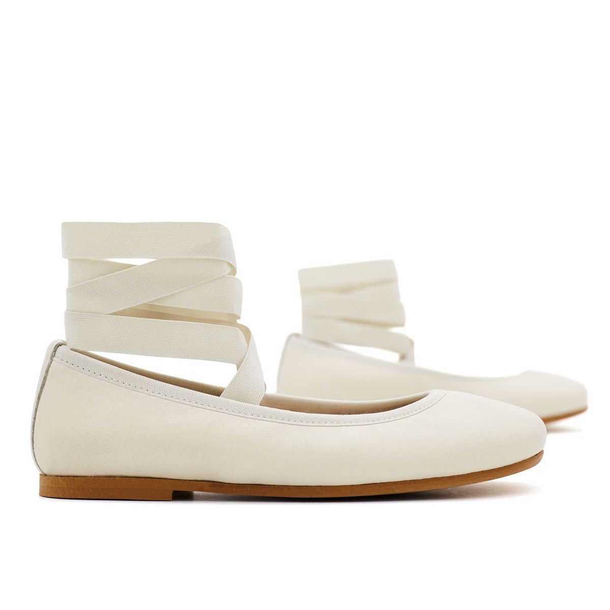 Bailarinas Niña Cintas Piel Beige