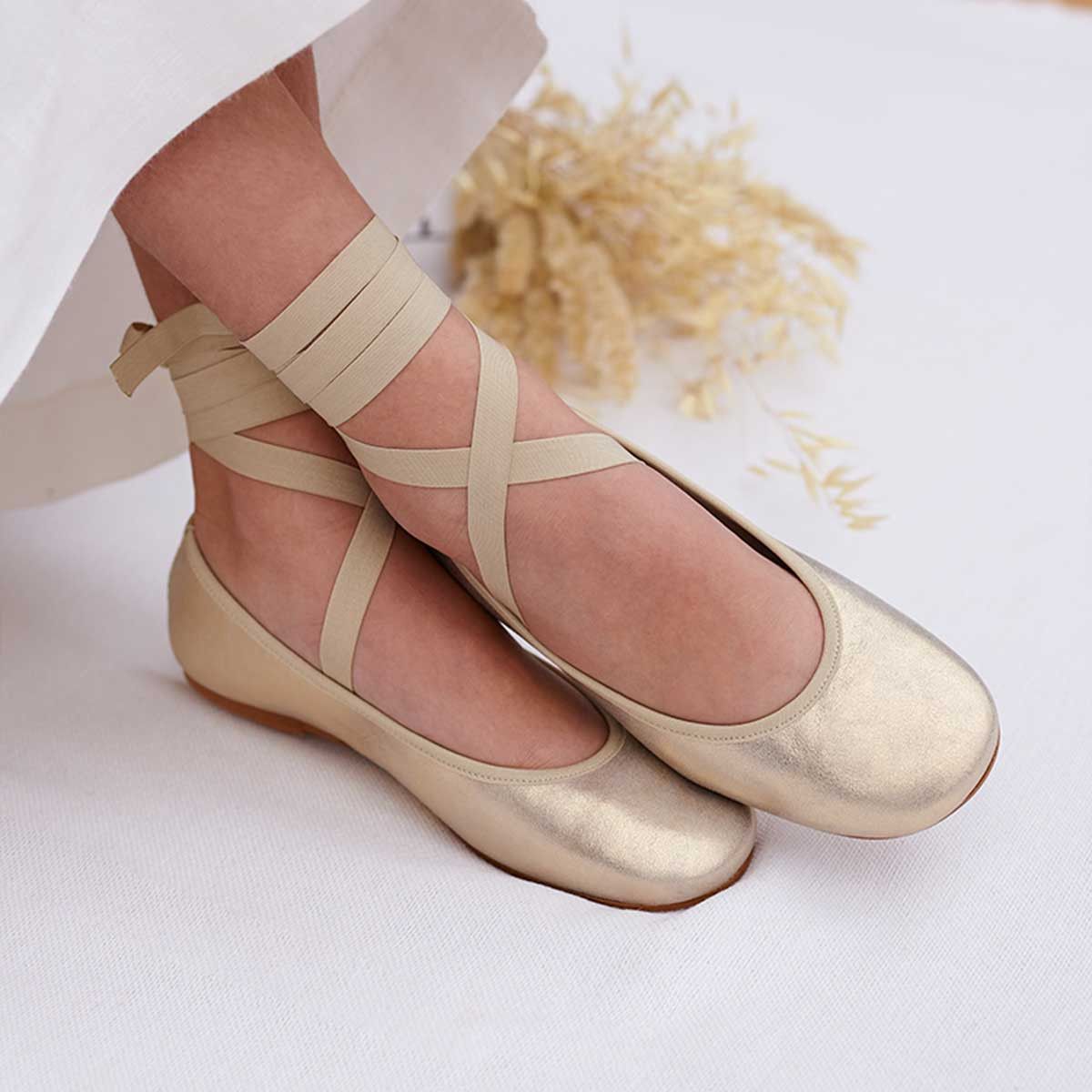 Bailarinas Niña Cintas Piel Cava