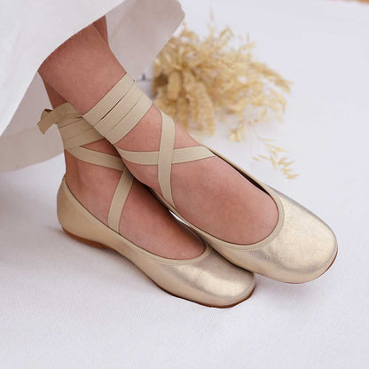 Bailarinas Niña Cintas Piel Cava