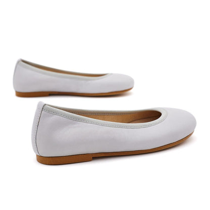 Bailarinas Niña Cintas Piel Gris Perla