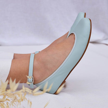 Bailarinas Lazos y Pulseras Piel Azul Verdoso