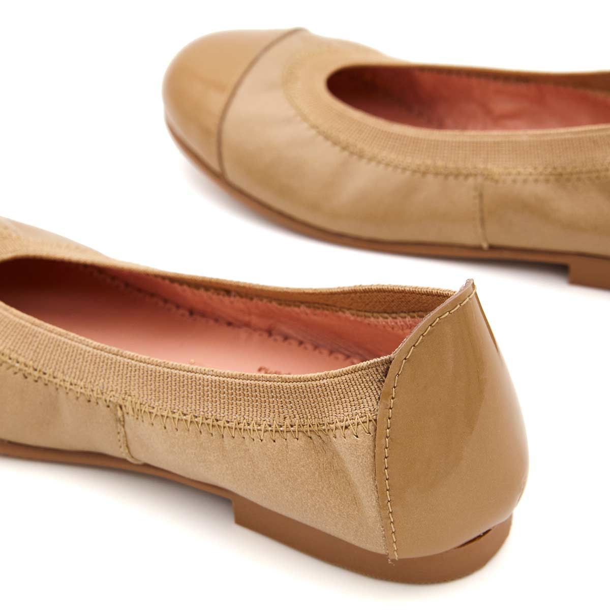Bailarinas Piel Puntera Charol Camel