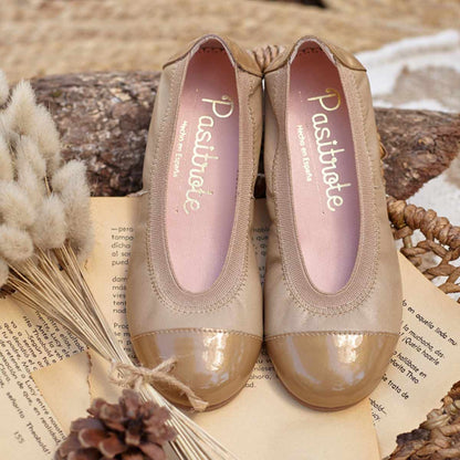 Bailarinas Piel Puntera Charol Camel