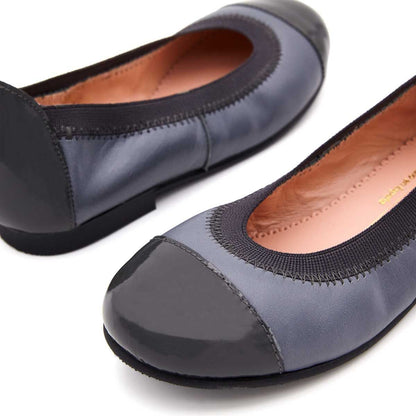 Bailarinas Piel Puntera Charol Gris